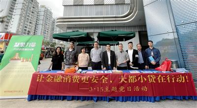 小貸公司開展“讓金融消費(fèi)更安全，大都小貸在行動(dòng)！”3.15主題黨日活動(dòng)