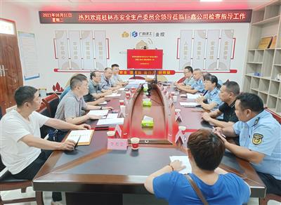 桂林市安委辦到巨鑫公司開展安全生產(chǎn)專項(xiàng)督查